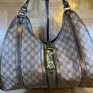 Gucci GG Joy hobo‎ green and gray web monogram
